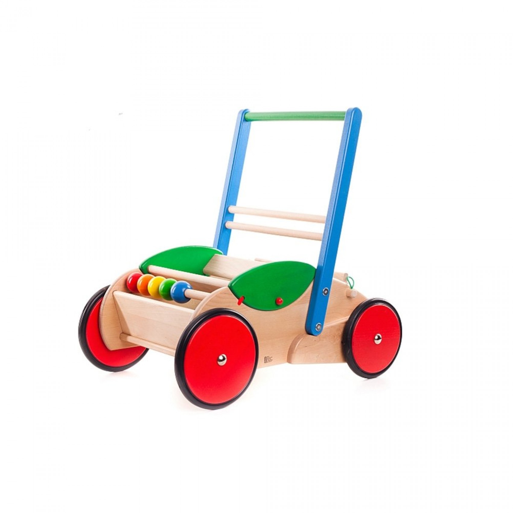 Chariot de marche bois bleu en bois jouet