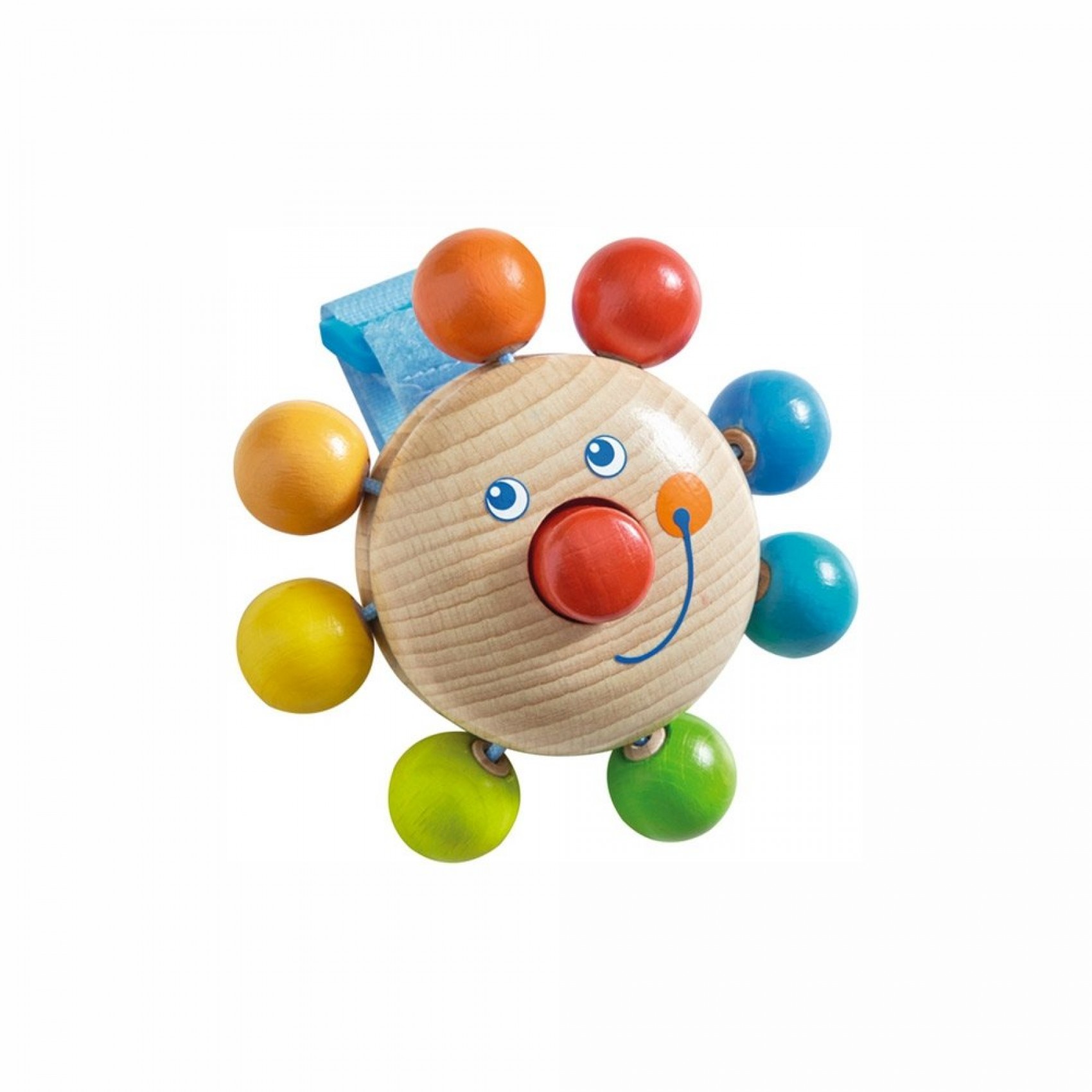 Chaîne de voiture d'enfant bio avec des perles de bois multicolores