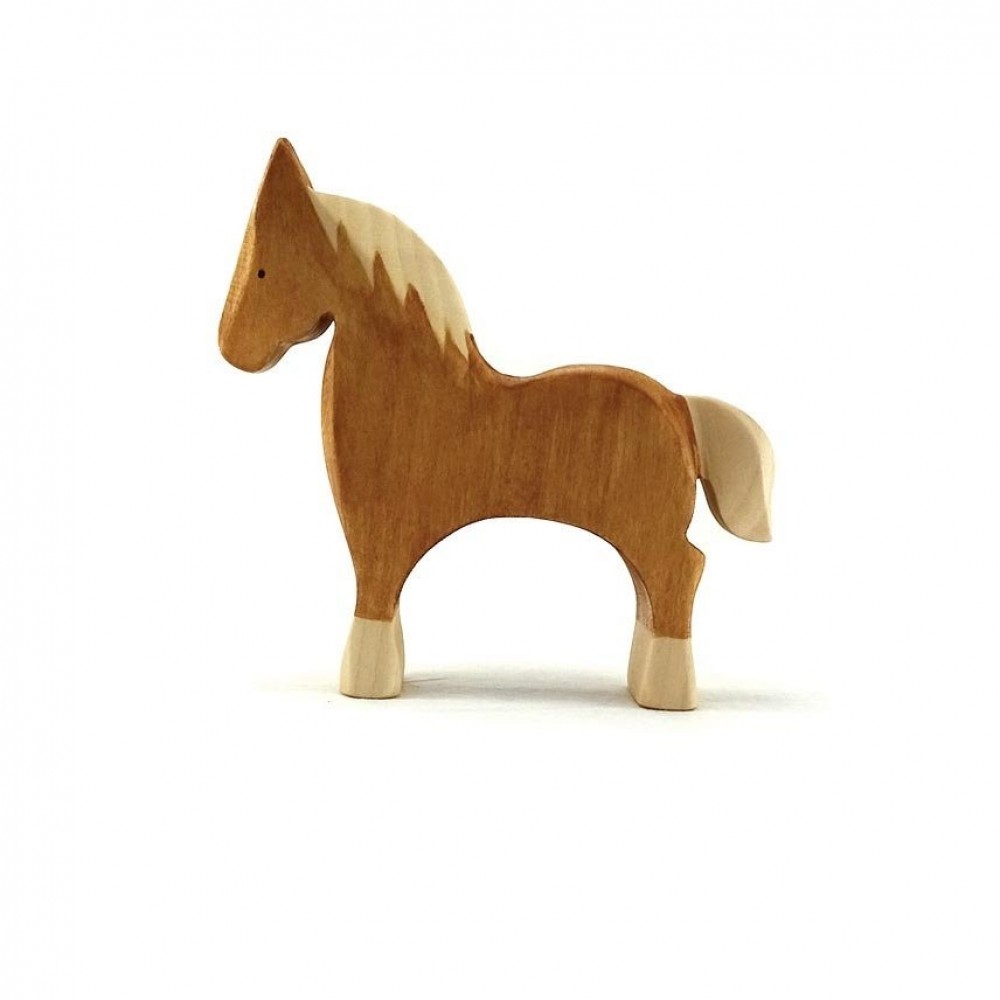 Cheval, figurine animal de la ferme, jouet en bois, brin d'ours