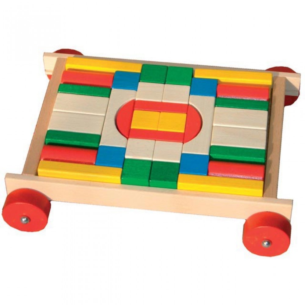 Chariot de marche cube d'activités avec freins en bois multicolore