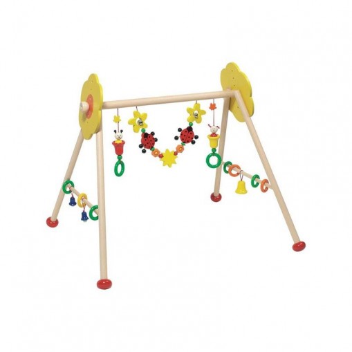 Giantex portique d'eveil, arche de jeux pour bébé en bois avec jouets,  centre d'activité pliable, cadeau de naissance, 4 couleurs nature -  Conforama